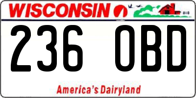 WI license plate 236OBD
