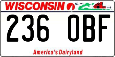 WI license plate 236OBF