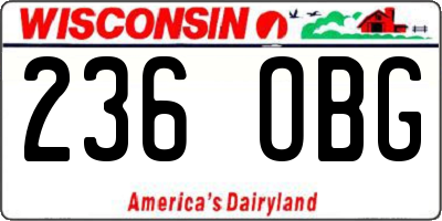 WI license plate 236OBG