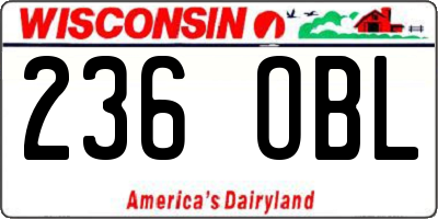 WI license plate 236OBL