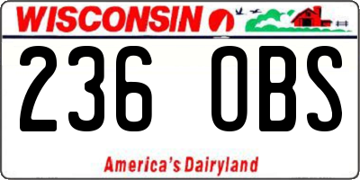 WI license plate 236OBS