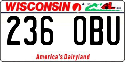 WI license plate 236OBU