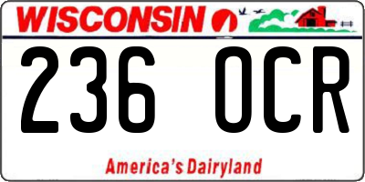 WI license plate 236OCR