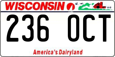 WI license plate 236OCT