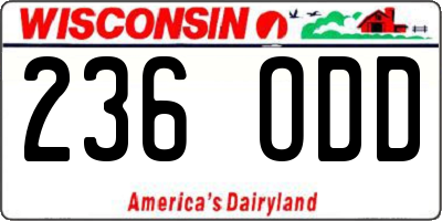 WI license plate 236ODD