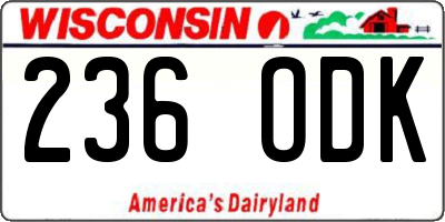 WI license plate 236ODK