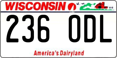 WI license plate 236ODL