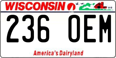 WI license plate 236OEM