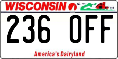 WI license plate 236OFF