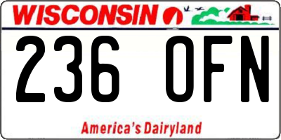 WI license plate 236OFN