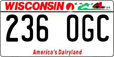 WI license plate 236OGC