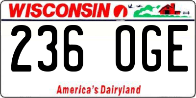 WI license plate 236OGE