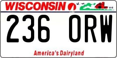 WI license plate 236ORW