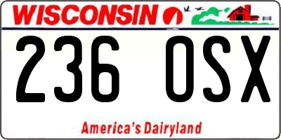 WI license plate 236OSX