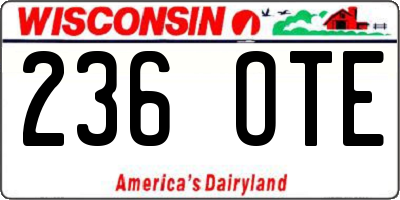 WI license plate 236OTE