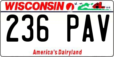 WI license plate 236PAV