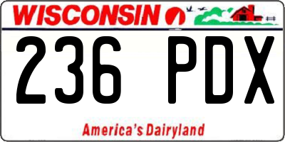 WI license plate 236PDX