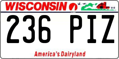 WI license plate 236PIZ