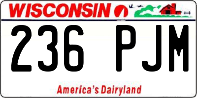 WI license plate 236PJM