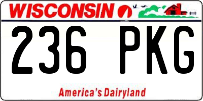 WI license plate 236PKG
