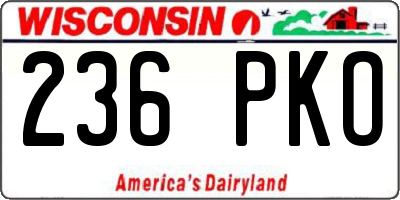 WI license plate 236PKO