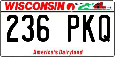 WI license plate 236PKQ