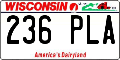 WI license plate 236PLA