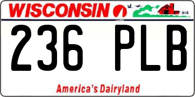 WI license plate 236PLB