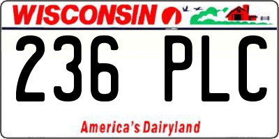 WI license plate 236PLC