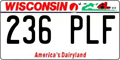WI license plate 236PLF