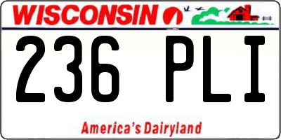 WI license plate 236PLI