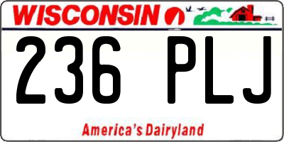 WI license plate 236PLJ