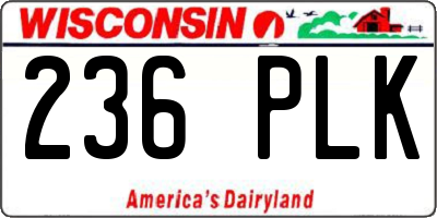 WI license plate 236PLK