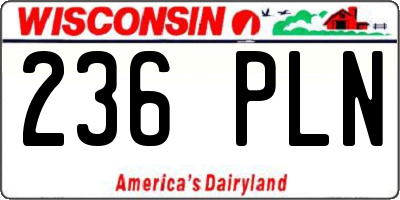 WI license plate 236PLN