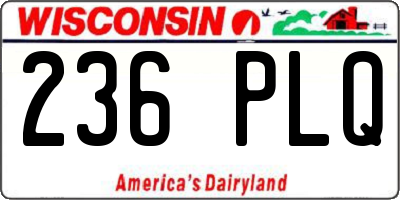 WI license plate 236PLQ