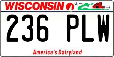 WI license plate 236PLW