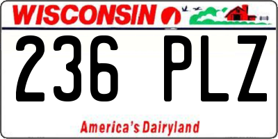 WI license plate 236PLZ