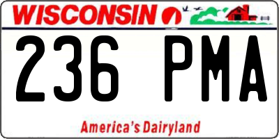WI license plate 236PMA