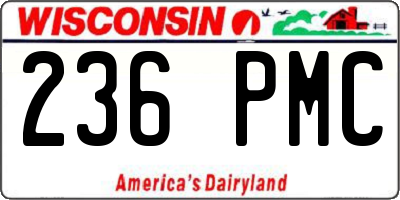 WI license plate 236PMC