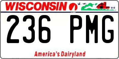 WI license plate 236PMG