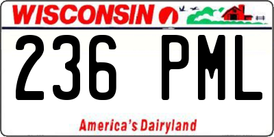WI license plate 236PML