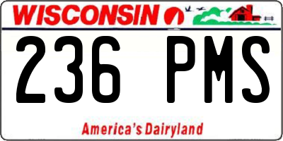WI license plate 236PMS