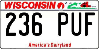 WI license plate 236PUF