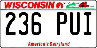 WI license plate 236PUI