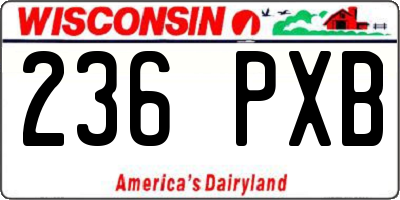 WI license plate 236PXB