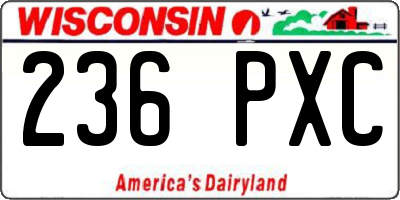 WI license plate 236PXC