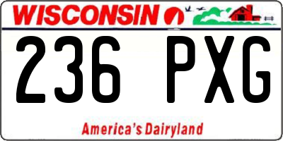 WI license plate 236PXG