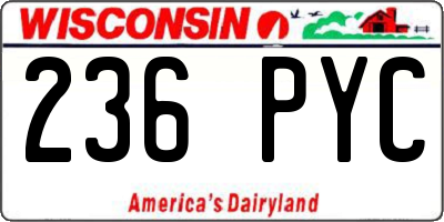 WI license plate 236PYC
