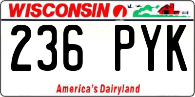 WI license plate 236PYK