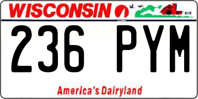 WI license plate 236PYM